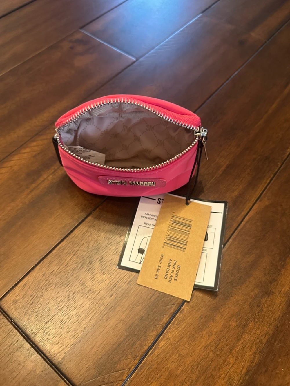 Steve Madden Bright Pink Mini Zip Pouch - Picture 3 of 5